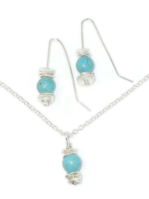 Sterling Silver Cairn Necklace & Earrings Set