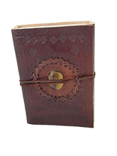 Load image into Gallery viewer, Leather Journal with Stone - Tiger&#39;s Eye

