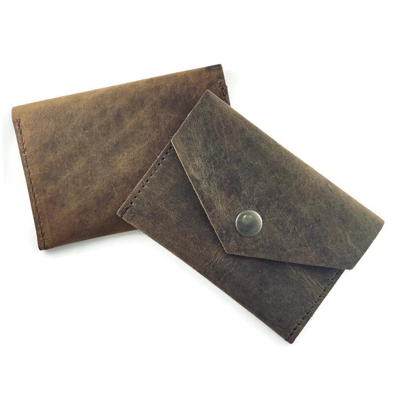 Buffalo Leather Card Holder with Snap