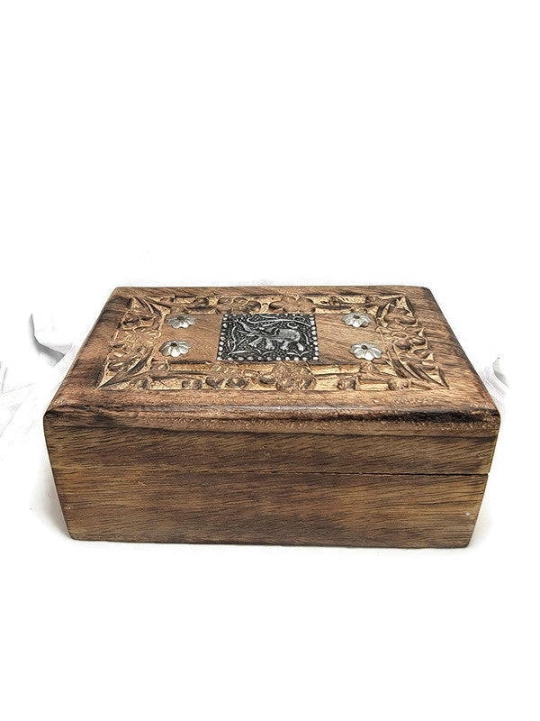 Carved Wooden Jewelry Box - Elephant