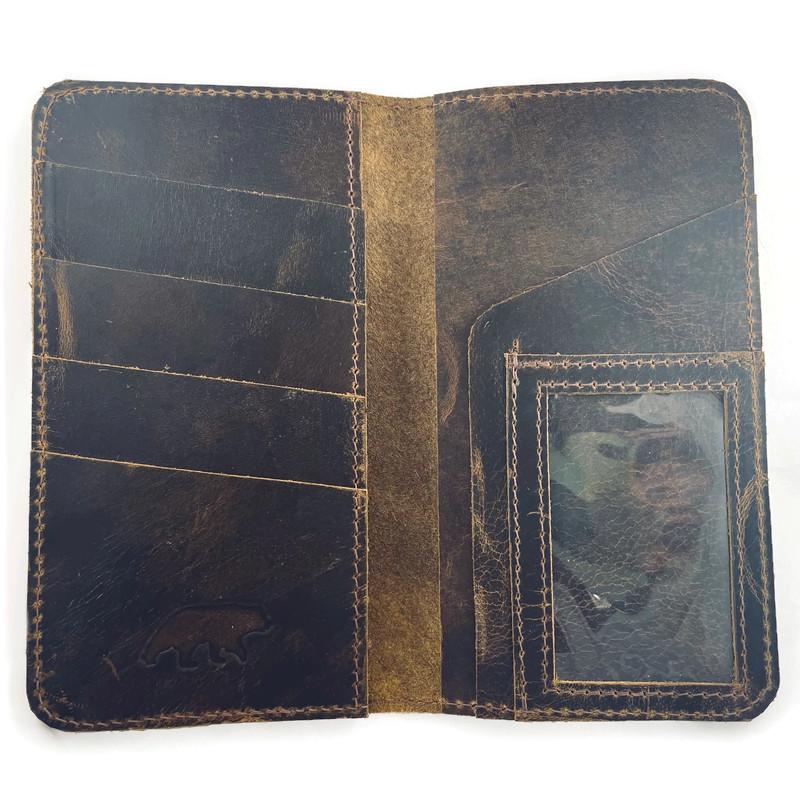 Handmade Brown Leather Checkbook