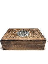 Load image into Gallery viewer, Carved Wooden Jewelry Box - Sunflower
