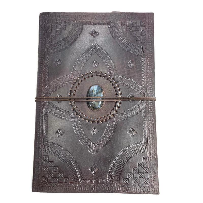 Leather Journal with Stone - Labradorite