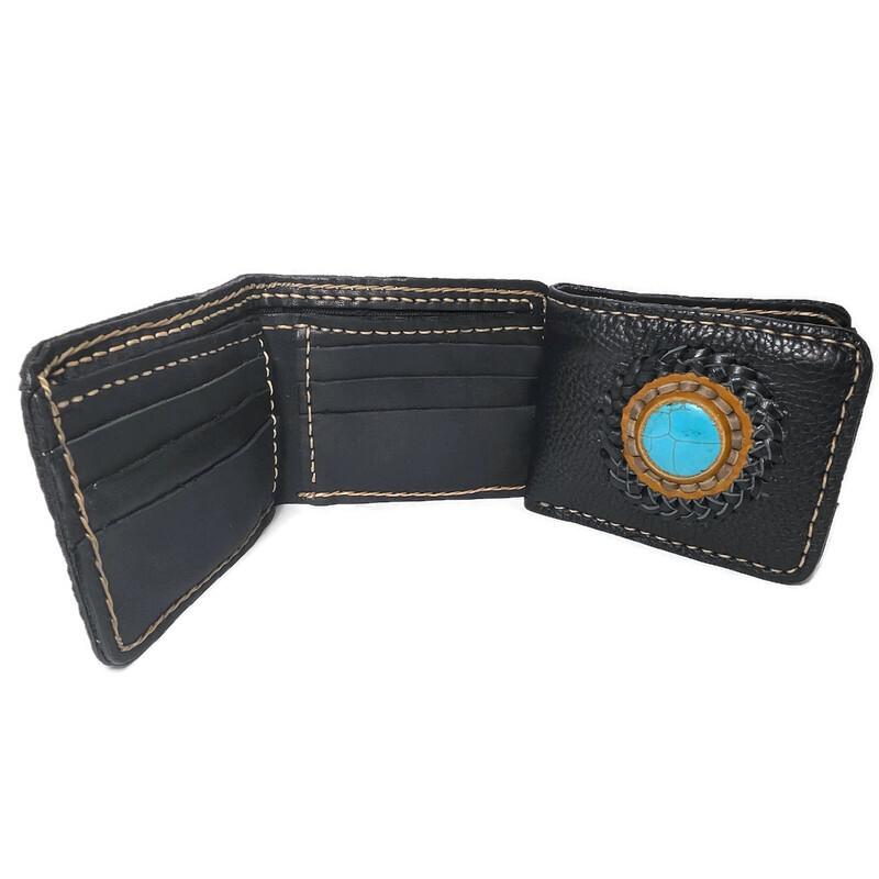 Leather Wallet with Stone