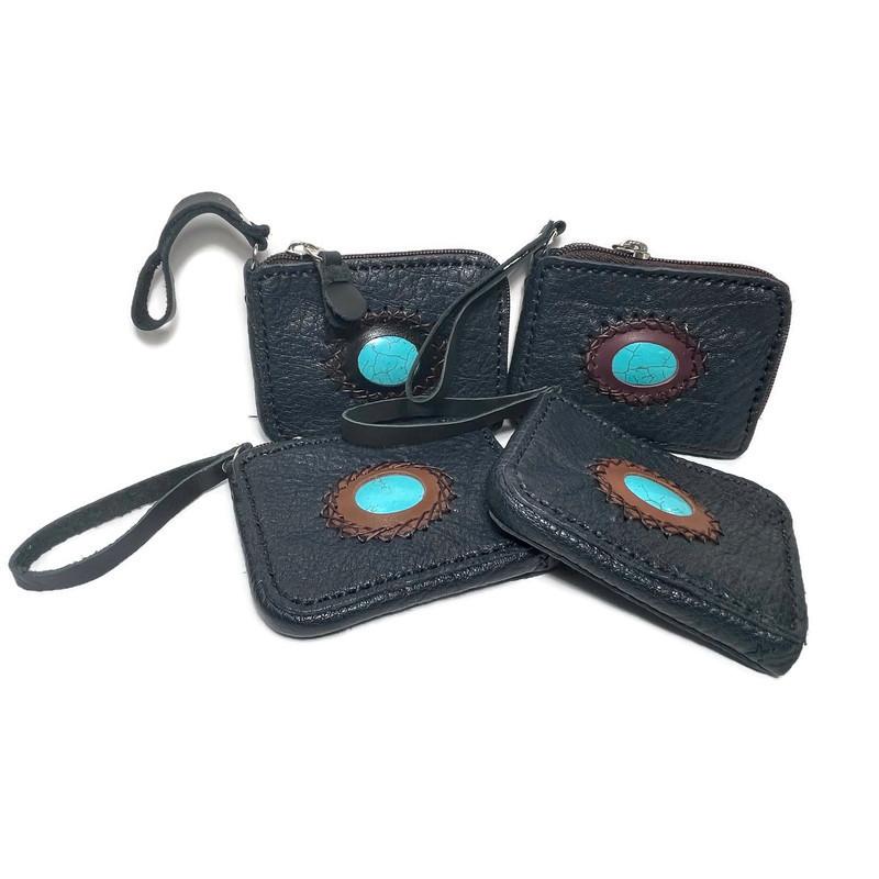 Zip Card Holder with Turquoise