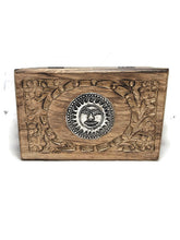 Load image into Gallery viewer, Carved Wooden Jewelry Box - Sun
